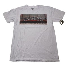 Aerosmith Graffiti Boxcar Graphic T-Shirt Mens Medium White Rock Band Tee 2023
