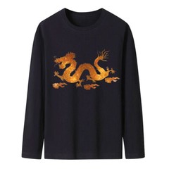 New Men Luxury Diamond Dragon Rhinestones Fashion Black T-Shirt High Quality