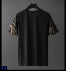 New Fashion Tiger Trend Rhinestones Summer Short Sleeve Luxury Black Men T-Shirt