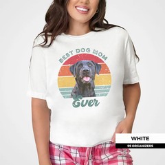 Custom Pet Portrait Retro Sunset Comfort Tee Personalized Dog Cat Tee