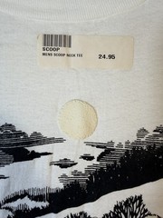 Vintage Single Stitch Flocked Winter Farm Scene Graphic T Shirt XL USA Rare