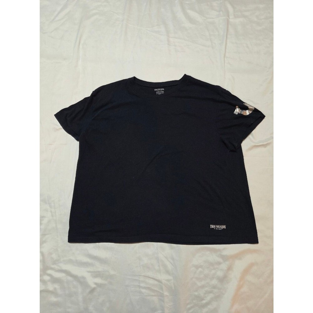 True Religion Black Short Sleeve Tee with Metallic Accent size XL