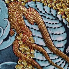 TARMAFIA Year of the Dragon Handmade Sequin & Beaded Mens L Shirt Power Fortune