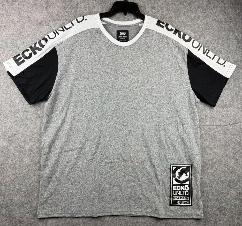 Ecko Unltd Shirt Mens 3XL Gray Marled Short Sleeve Logo Streetwear New With Tags