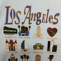 Vintage Hanes Heavyweight Los Angeles Tourist Sites White T-Shirt Tee Size Large