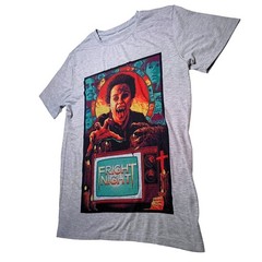 Fright Night 1985 Horror Movie Graphic T-Shirt Mens Medium Gray Short Sleeve Tee