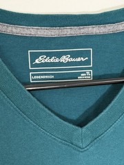 Eddie Bauer Men TL Teal V-Neck Short Sleeve T-Shirt