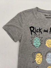 Rick and Morty Adult Swim Official T-Shirt XS Gray Character Faces Cast Tee