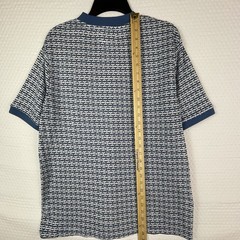 IKE BEHAR Casual Tee T-Shirt Mens L Blue White Geometric Textured Short Sleeve