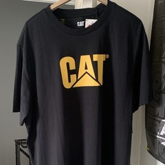 CAT Caterpillar Logo Graphic T-Shirt Black Men’s XL Crew Neck Short Sleeve