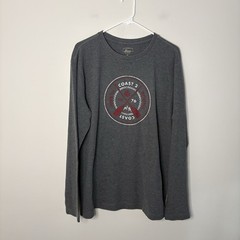 Bass & Co Men’s Large Grey Long Sleeve Thermal Top Coastal Nautical J6