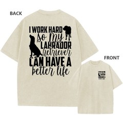 Men’s Retro Washed Oversized T-Shirt,”Labrador Retriever” Quote Print Casual Tee