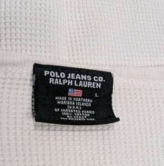 Polo Jeans Co Ralph Lauren Shirt Mens Large Waffle Knit Thermal RL Flag Logo