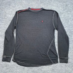 Volcom Mens Thermal Shirt XL Black Waffle Knit Long Sleeve Asymmetrical Hem