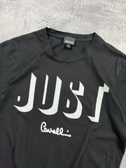 Roberto Just Cavalli T-Shirt Designer Tee Y2K Hype Big Logo Men’s Black Rare M