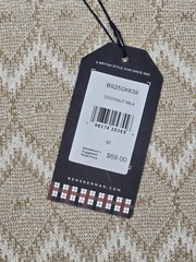 Ben Sherman Shirt Mens Medium Beige White Coconut Milk Jacquard Knit Retro Mod
