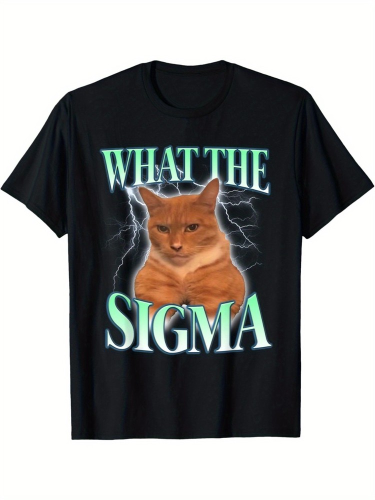 EWH Vintage What The Sigma Lovely Animal Funny Cat-Meme Apparel T-Shirt, Re