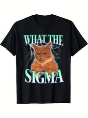 EWH Vintage What The Sigma Lovely Animal Funny Cat-Meme Apparel T-Shirt, Re