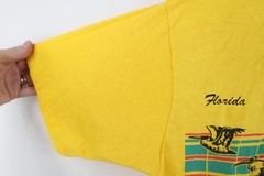 Vintage 70s Streetwear Mens Medium Florida Beach Sunset Bird T-Shirt Yellow USA