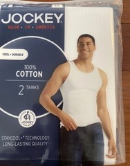 Jockey Men’s Cotton Tanks Made in America 2 Pack Size Medium New