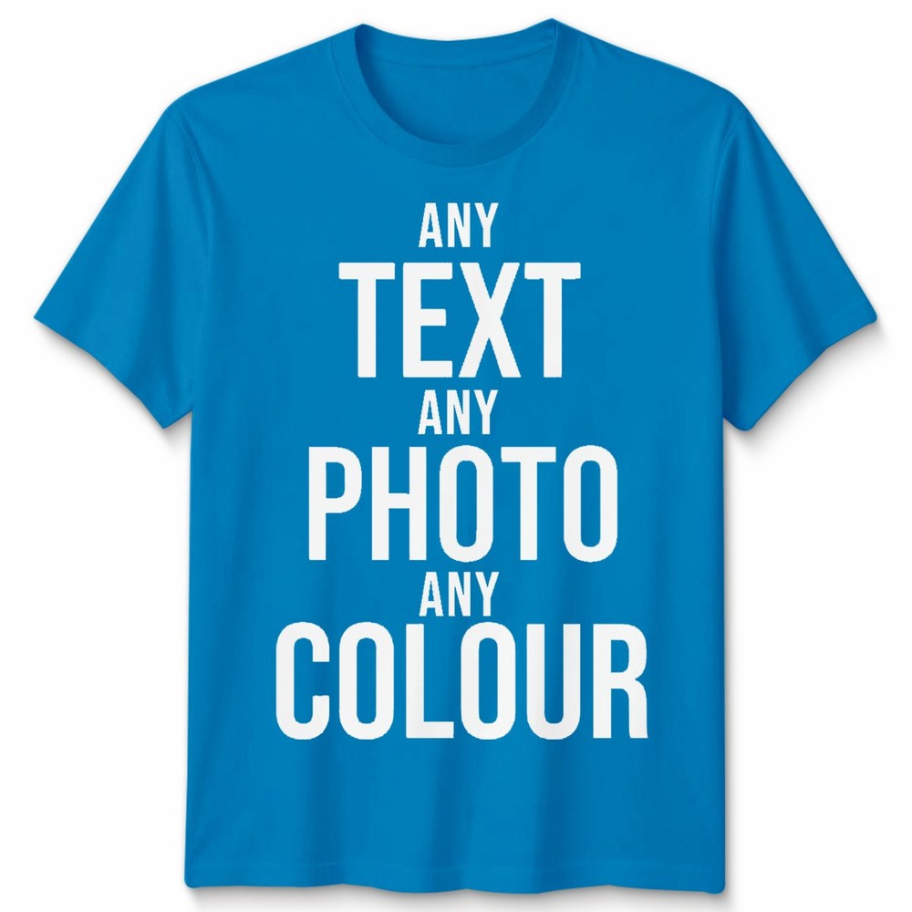 Custom Print Personalised Unisex Tshirt Customise Text Or Photo