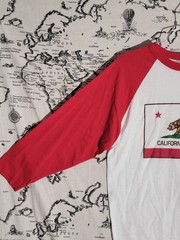 CSG Champs Sports Gear California Republic Raglan Shirt Large Red White 3/4 Mens
