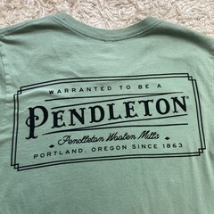 Pendleton Shirt Mens Small Green Vintage Logo Graphic Tee Woolen Mills