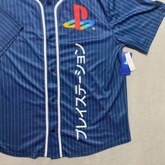 PlayStation Katakana Kanji Baseball Jersey Official License Navy Pinstripe XL
