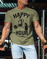 002. Happy Hour Funny Workout Gym T-Shirt for Men