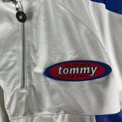 Tommy Hilfiger Jeans Racing Gear Quater Zip T-Shirt Vintage White Size XL