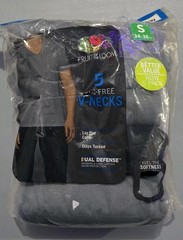 Fruit of the Loom Men’s 5-Pack Tag-Free V-Neck T-Shirts – Size Small