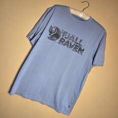 Fjallraven Lush Logo Graphic Tee Men’s M Blue Short Sleeve Outdoor Hiking Shirt