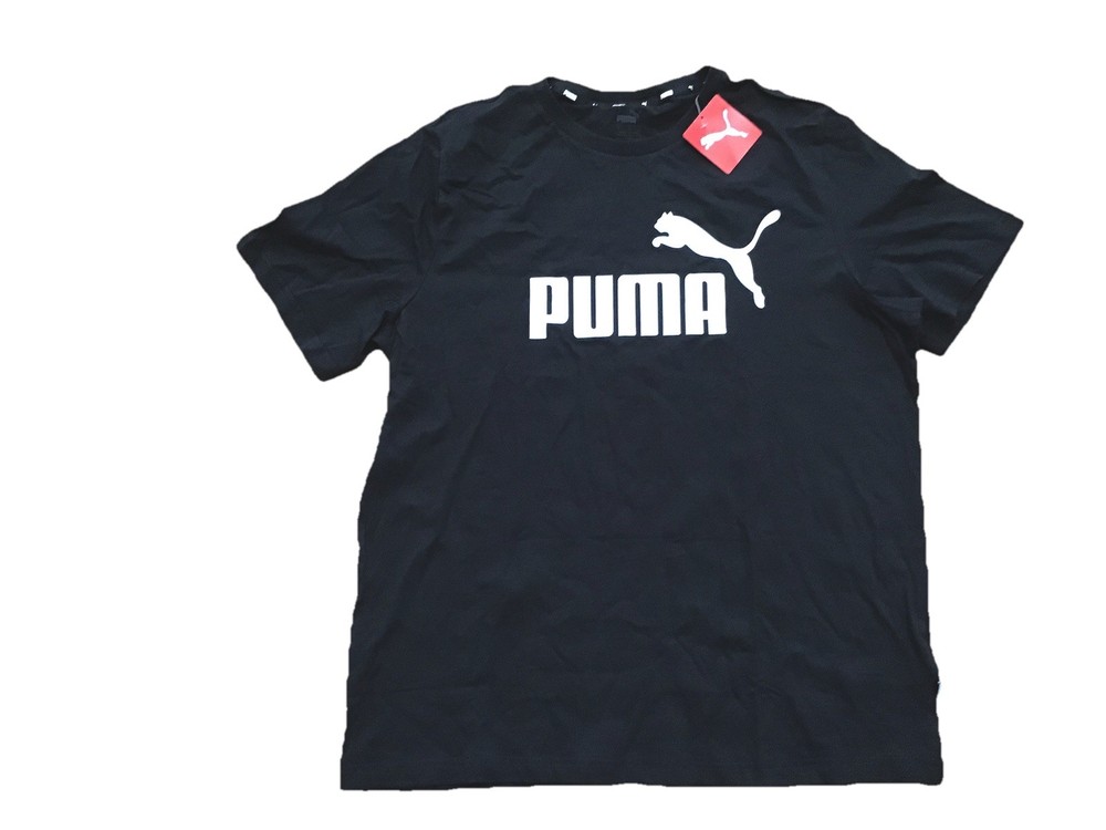 NWT Puma Essential Graphic Logo Tee Shirt Men X-Large Black Short Sleeve Summer