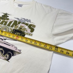 Vtg Gildan US Navy Marine Corps Military Vehicles Mens Shirt XL Beige Spellout