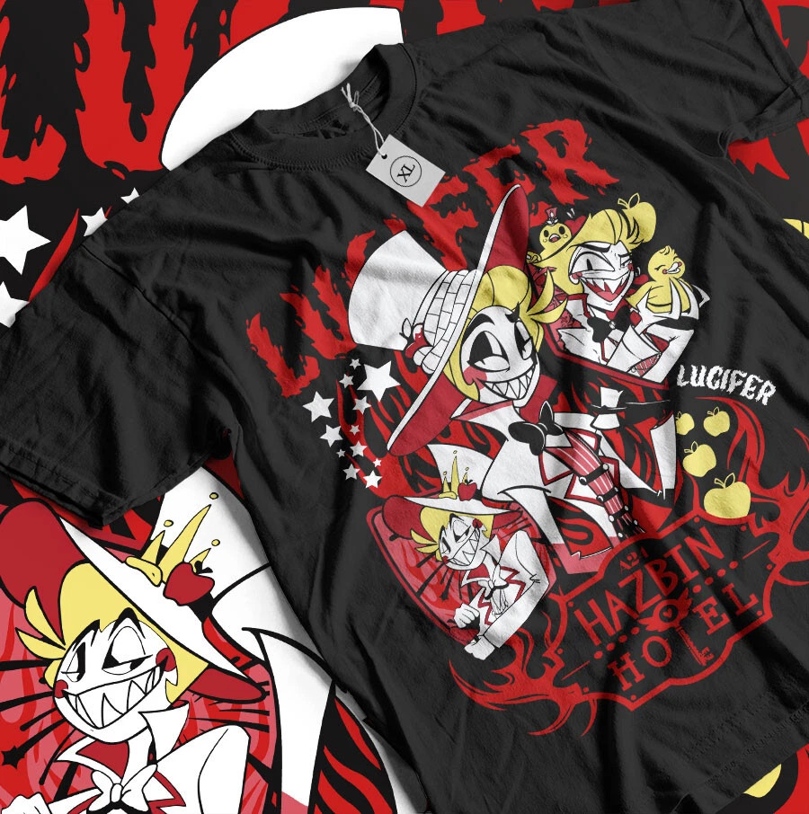 Hazbin Hotel Alastor Lucifer T-Shirt Hazbin Hotel Character Girl Shirts All Size