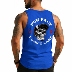 Fun Fact I Don’t Care Funny Skeleton Saying Quote (On Back) Tank Top