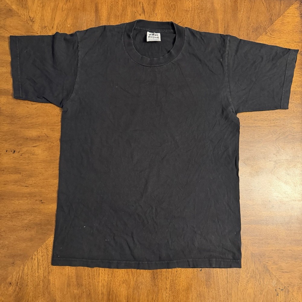 Vintage Style Black Blank T Shirt 5 PRO Athletic 100% Cotton Boxy Fit Size L