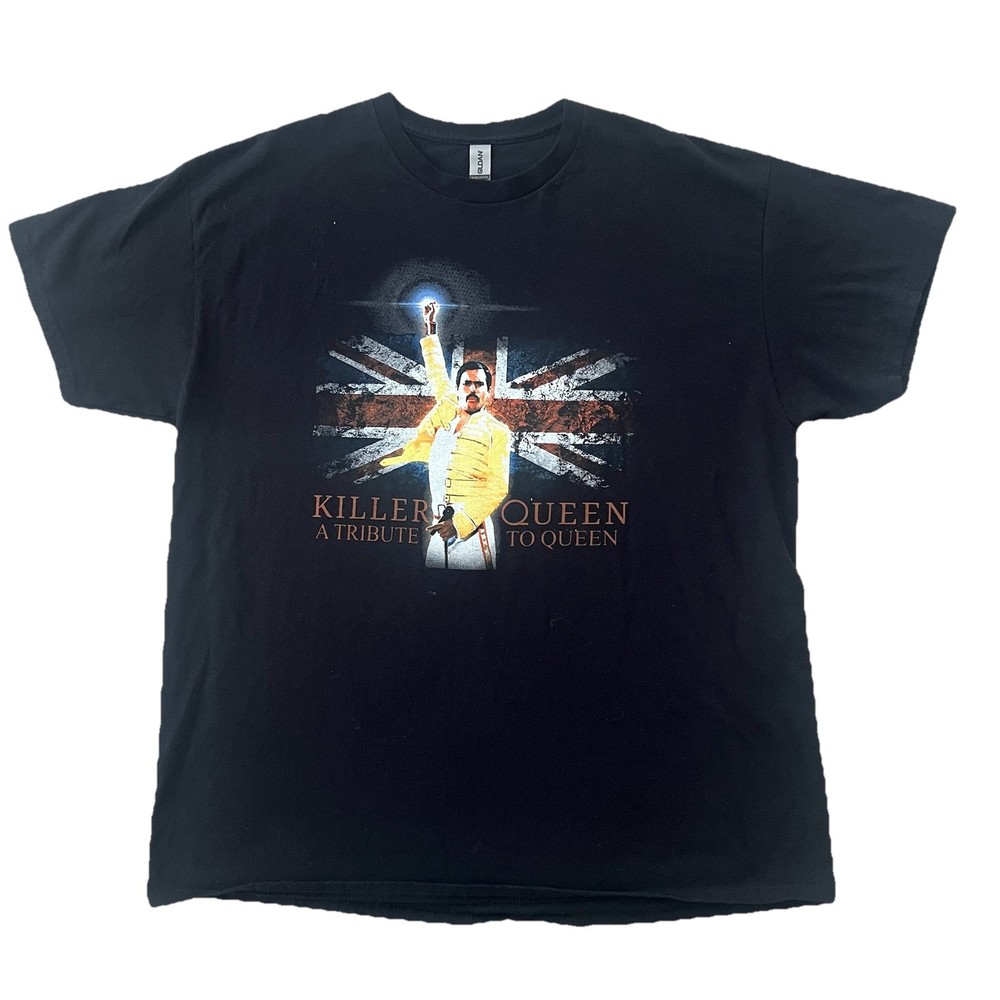 Killer Queen Tribute to Queen T-Shirt XL Gildan Freddie Mercury UK Flag