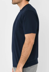 JOHNNIE-O NAVY SURFERS & STRIPES COTTON MODAL POCKET SHORT SLEEVE T-SHIRT SZ M
