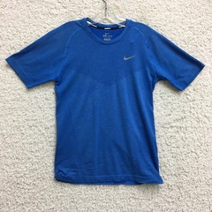 Nike Running Shirt Small Adult Blue Dri Fit Swoosh Short Sleeve Athletic Mens S