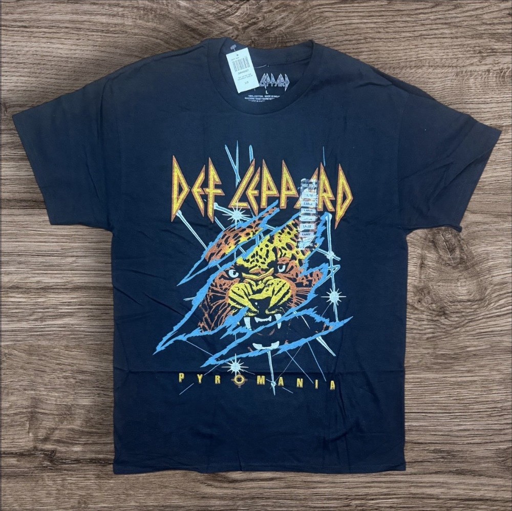 Def Leppard Pyromania Black T-Shirt Size Large
