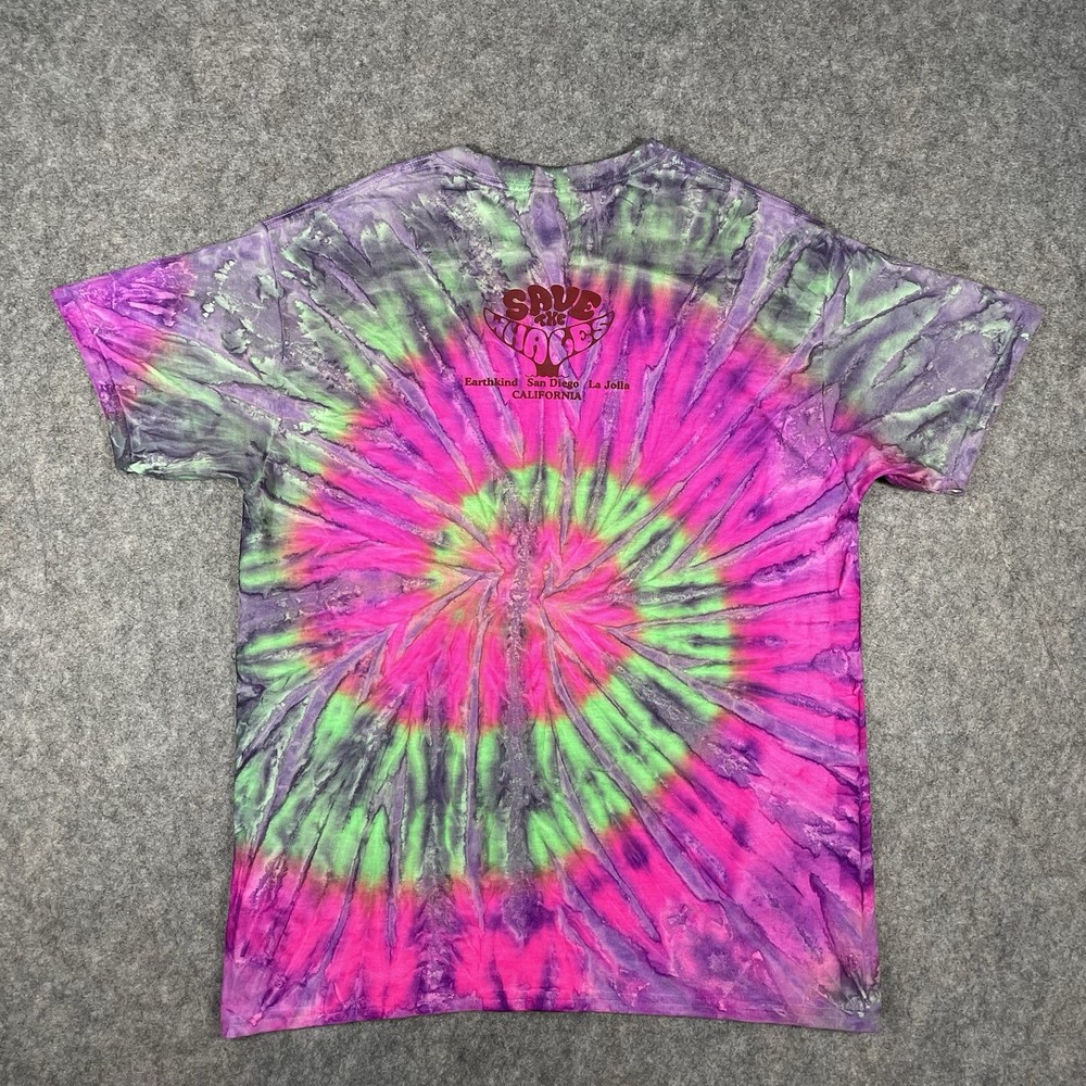 Save The Whales Mens Large Tie Dye Ocean Mother Earth Y2K Cotton Casual Retro