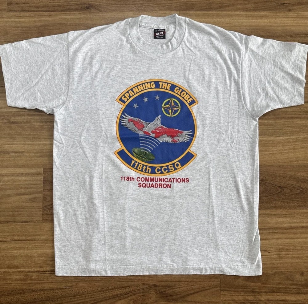90s USAF 118th Communications Squadron grey single stitched t-shirt. Size XL