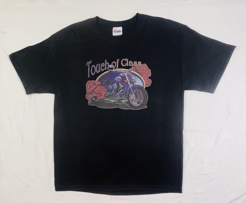Hanes Heavyweight 50/50 “ Touch Of Class” Black T-Shirt Size Large NWOT