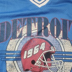 Detroit Blue Mesh Jersey T-Shirt 2XL Vintage Style Graphic Distressed Sporty