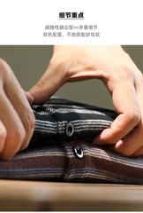 American Casual Striped Men Loose Retro Henry Collar Long-Sleeved T-Shirt Autumn