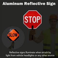 Stop Slow Traffic Sign With Handle Double Sided Safety Paddle Sign 2 Pack 13×13″