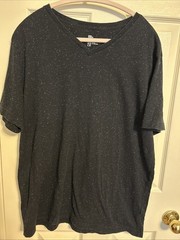 H&M Basic Black Speckled T-Shirt V- Neck Short Sleeve Men’s Reg. Fit Sz X-Large