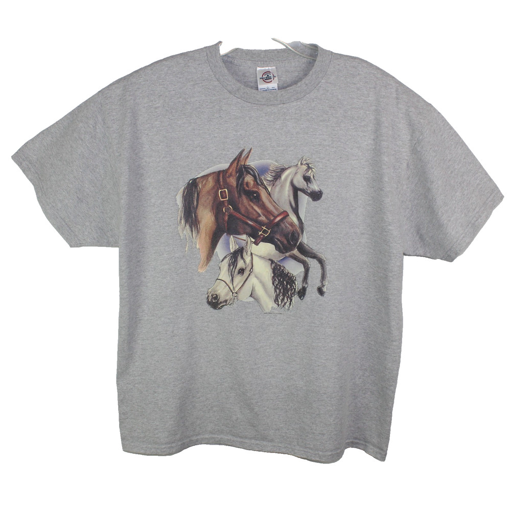 Wild Side LA CA T-Shirt Horses Gray Size XL Delta Pro-Weight