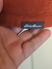 Eddie Bauer Mens Large Henley orange Ultrasoft long Sleeve pull on